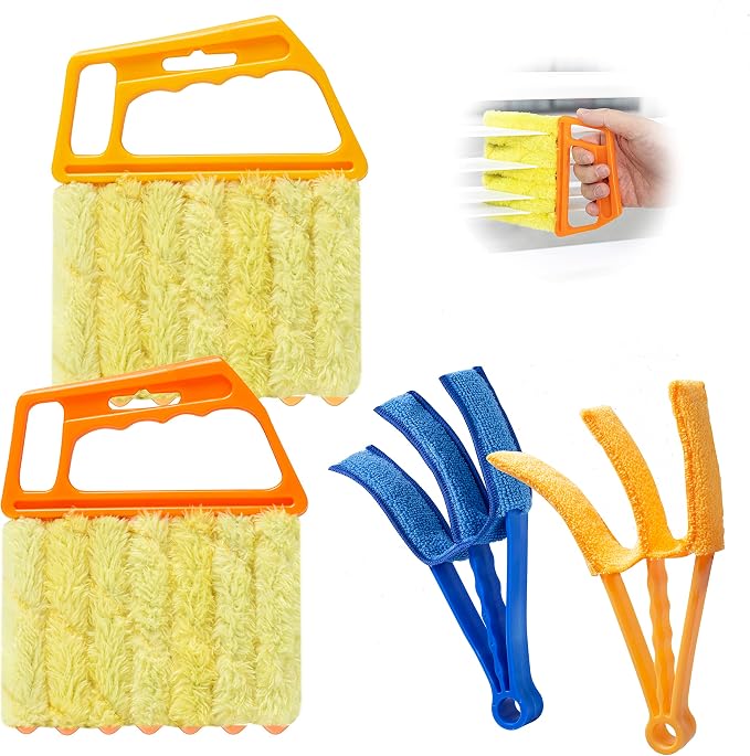 2Pcs Window Venetian 7 Finger Blind Cleaner Duster Tool and 2Pcs dust-Removing by WOSHOP