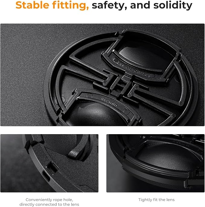 K&F Concept 77mm Lens Cap Cover, 4-in-1 Center Pinch Lens Cover + Anti-Loss - Image 5