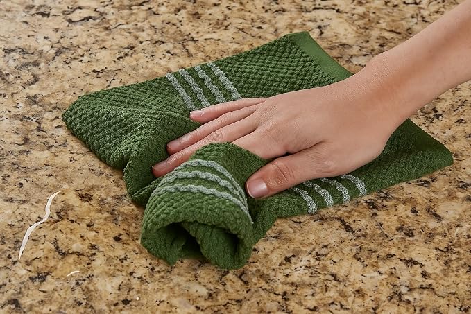 Serafina Home Dark Forest Green Kitchen Hand Dish Towels: Oversized 18" x 28" - Image 7