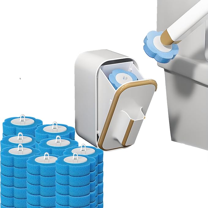 Disposable Toilet Brush with 48 Refill Heads and Holder– Includes Storage by Unknown