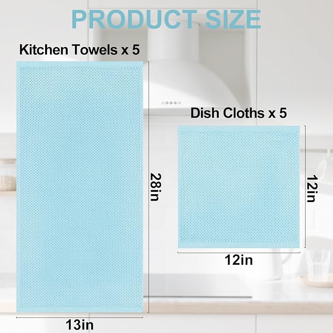 Homaxy 100% Cotton Kitchen Towels and Dishcloths Set, 12 x 12 Inches and 13 x - Image 4