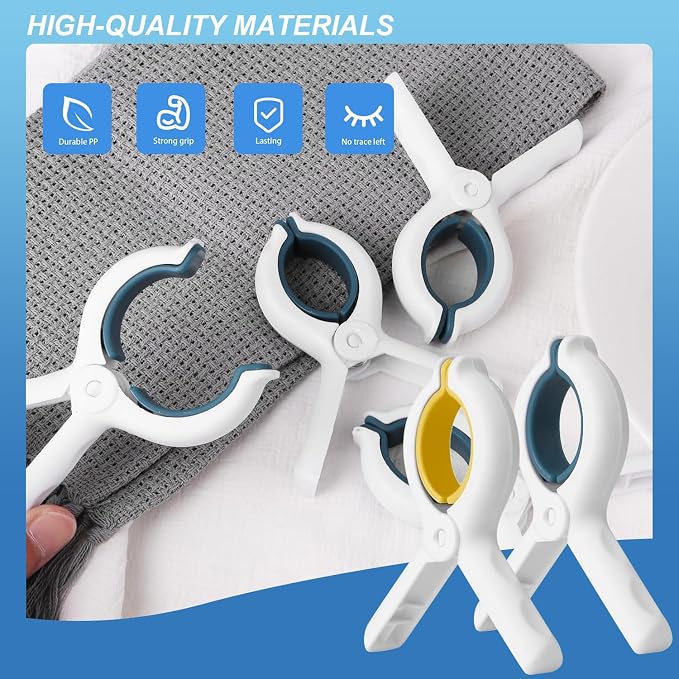 Extra LargeTowel Clips for Beach Chairs 12 Pack, 3.7 Inch Beach Towel Clips - Image 6