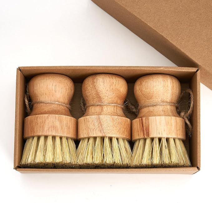 Bamboo Dish Brush Scrubber 3 Pack by Diahom