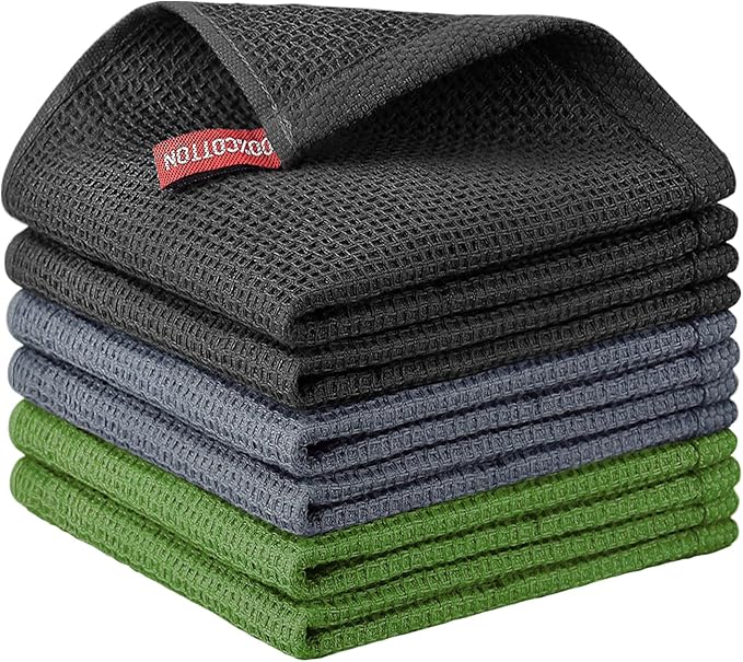 Nialnant 6 Pack Kitchen Towels, 100% Cotton Dish Cloth by Nialnant