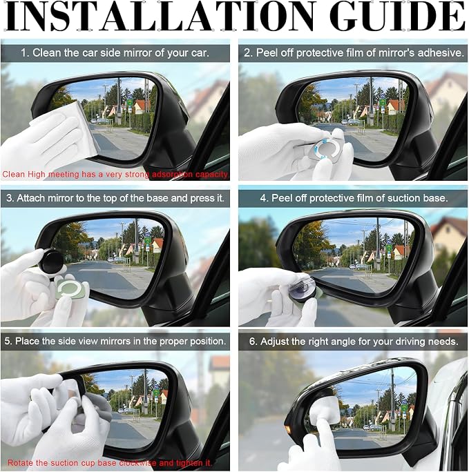 LivTee Blind Spot Car Mirror, Fan HD Glass Frameless Convex Side Mirror - Image 4
