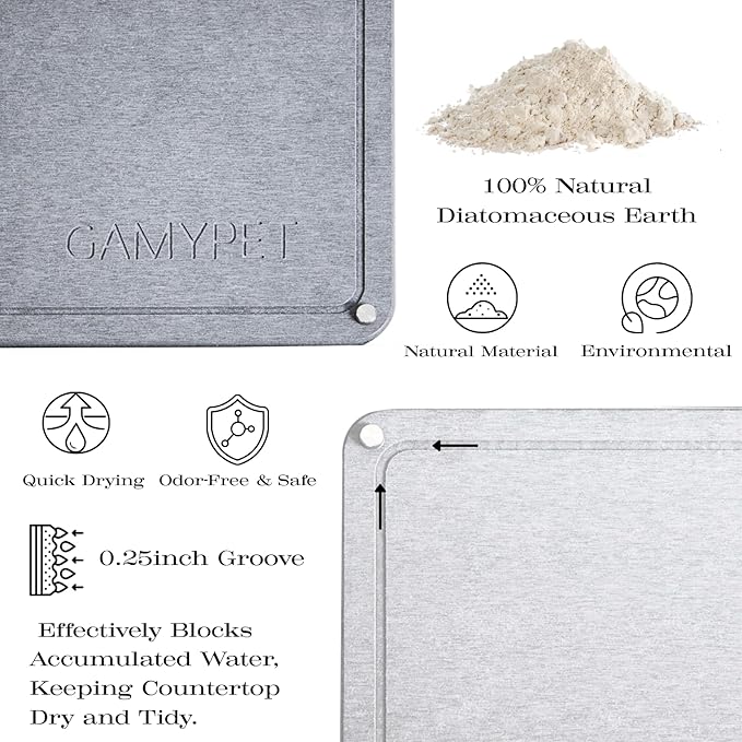 Stone Dish Drying Mat 24"×16" Large Diatomaceous Earth Dishes Quick Dry Pad - Image 4