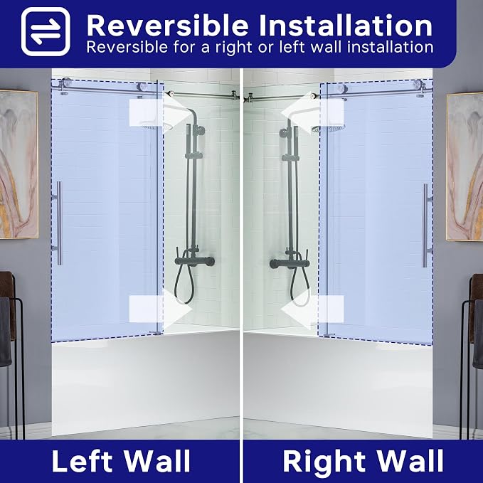 Woodbridge Frameless Bathtub Shower Doors 56-60" Width x 62" Height - Image 8