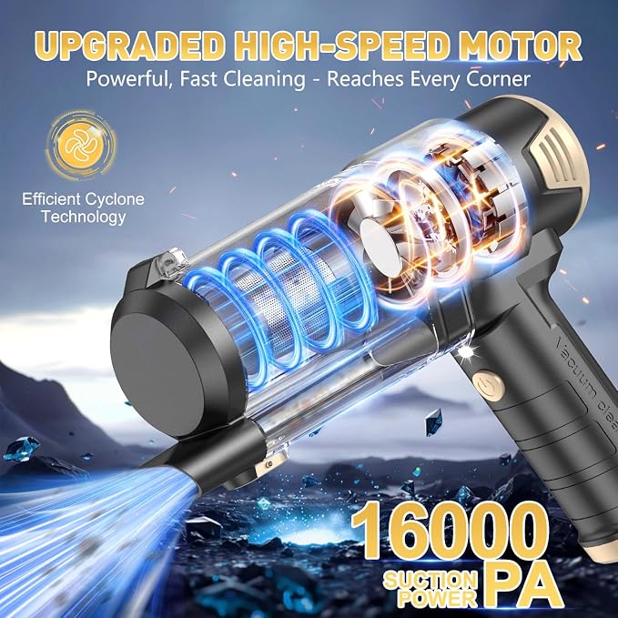 KMM Handheld Car Vacuum Cleaner, 16000PA Air Duster & Vacuum Cleaner, 120W High - Image 2