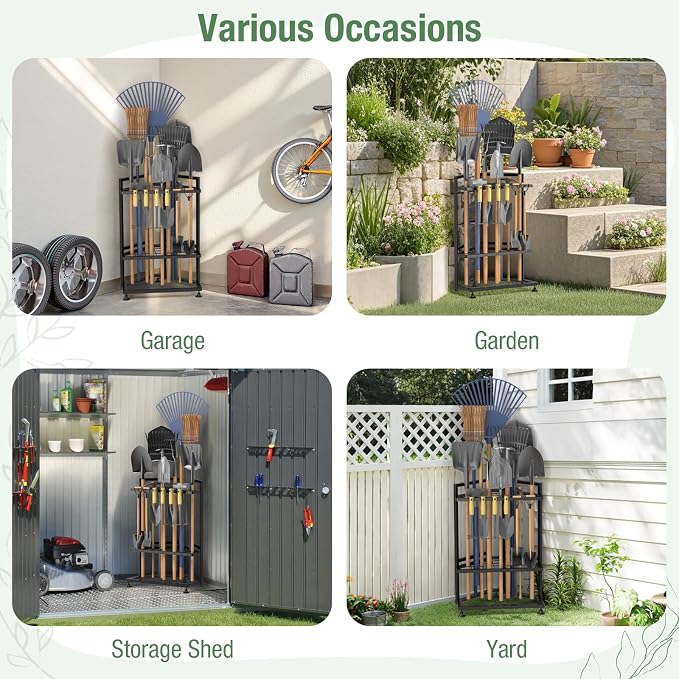 Garden Tool Organizer for Corner, Metal Yard Tool Organizer for Long-Handled - Image 6