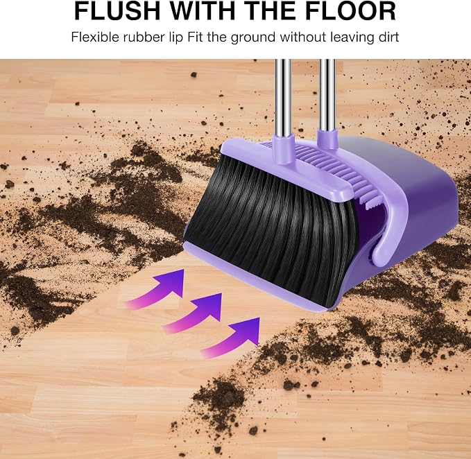 NACENA Broom and Dustpan Set, 52-in Long Adjustable Handle Broom Dustpan Combo - Image 5