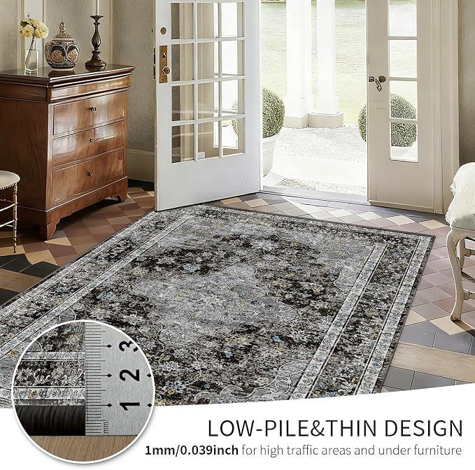 Area Rugs 5x7, Washable Black Rugs - Image 8