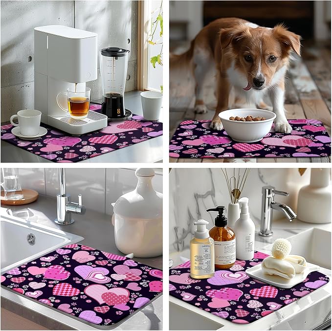 Valentine's Day Pink Love Heart Dish Drying Mat - Image 7