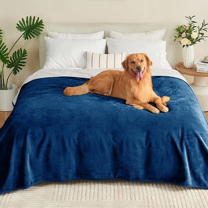 Waterproof Blanket 40"x60" for Adults, Reversible Waterproof Bed Cover for Dogs Cats Pets, Soft Leakproof Blanket for Bed Couch Sofa Furniture Protector, Navy Blue/Light Grey