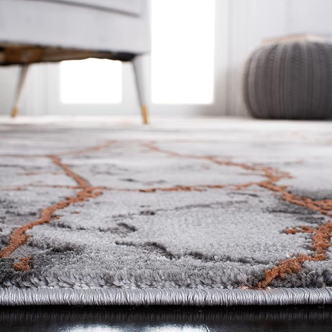 SAFAVIEH Craft Collection 2'3" x 10' Grey/Orange CFT877P Modern Abstract Non-Shedding Entryway Foyer Living Room Kitchen Runner Rug