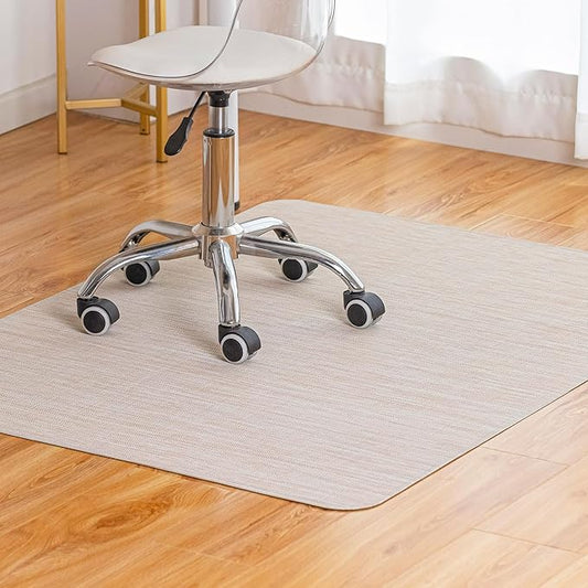 Office Chair Mat for Hardwood Floor Under Desk Computer Rolling Chair Mat for Wood/Tile Floor Non-Slip Heavy Duty Desk Rug PVC Plastic Hard Floor Protector 46"x 60" (Parchment)