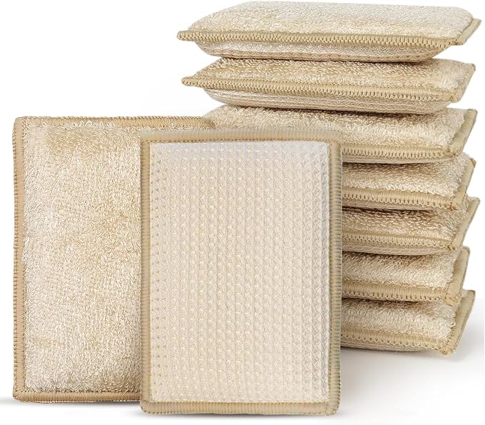 Bamboo Sponges for Dish Washing Reusable Dish Sponge Multi Use Kitchen Sponges by PEACHICHA