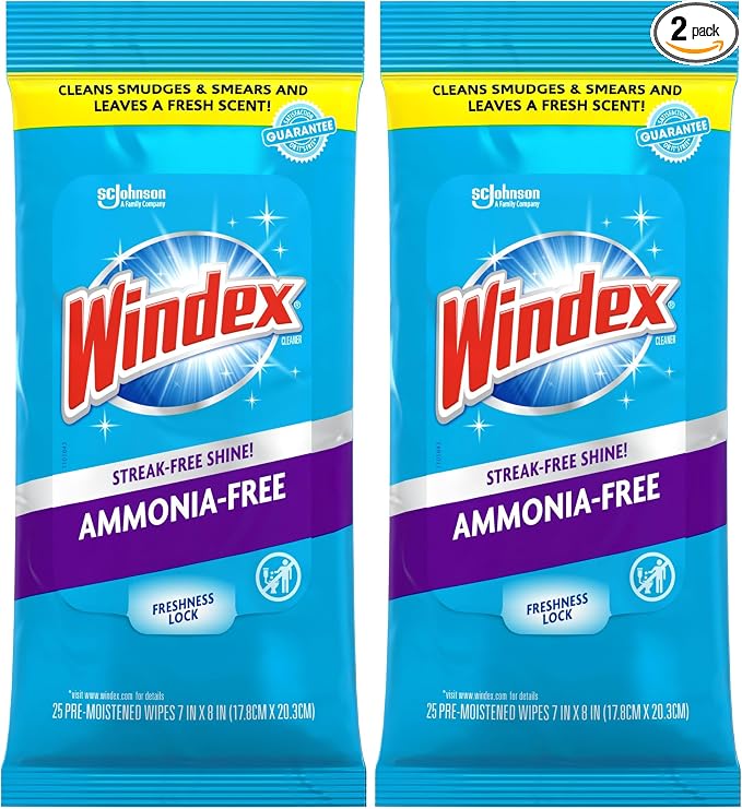 Windex Wipes Glass Cleaning Ammonia Free, Pre-Moistened Wipes by Windex