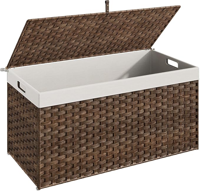 HOOBRO Storage Basket with Lid, 52.8 Gallon Wicker Basket, Handwoven Blanket by HOOBRO