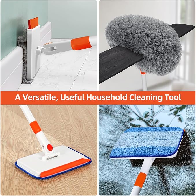 Baseboard Cleaner Tool with Handle, Extendable Long Handle Baseboard Cleaning - Image 5