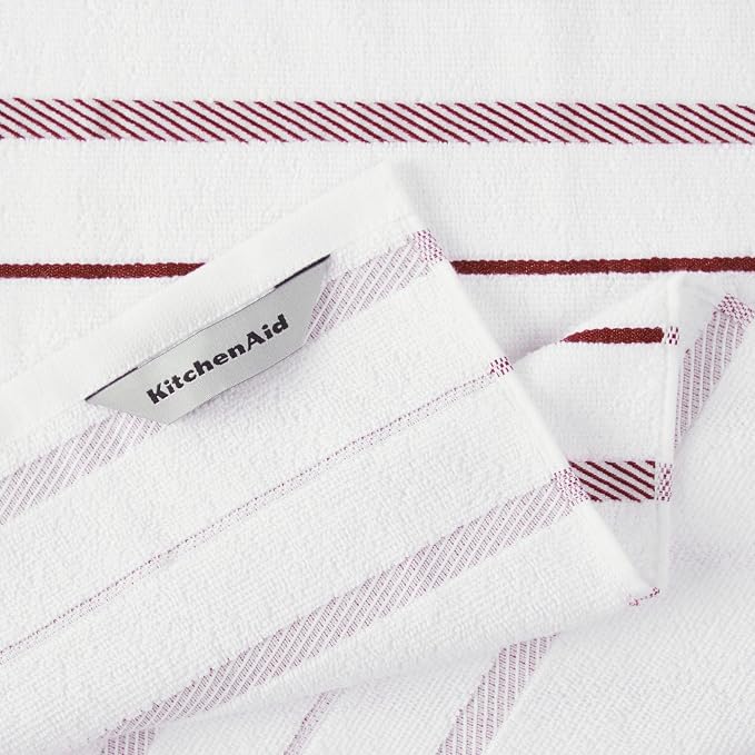 KitchenAid Albany Kitchen Towel 4-Pack Set, Smoked Paprika Red/White - Image 4