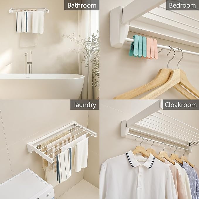 JOOM Laundry Drying Rack Collapsible, Wall Mounted Drying Rack, Clothes Drying - Image 5