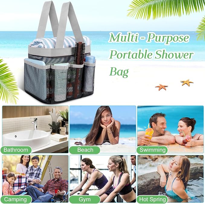 Hillban 4 Pcs Mesh Shower Caddy Portable Large Quick Dry Shower Caddy Basket - Image 6