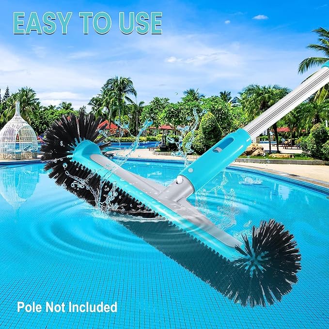 Swimming Pool Brush Head with Round Ends, 17.5" Heavy Duty Aluminum Back Head - Image 5