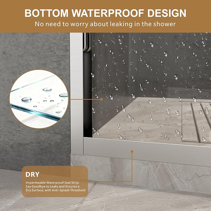 RFN 44-48" W x 76" H Framed Bypass Double Sliding Shower Door, 1/4" - Image 6