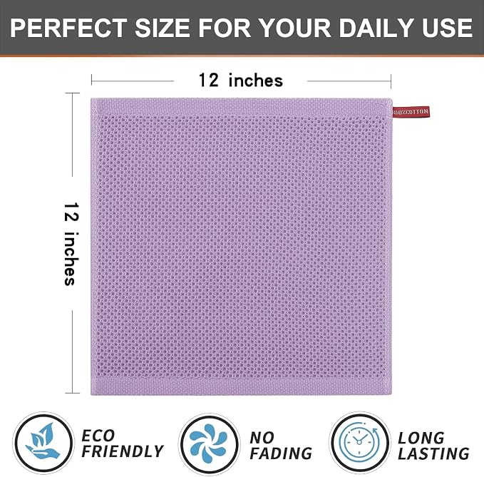Kitinjoy 100% Cotton Kitchen Dish Cloths, 6 Pack Waffle Weave Ultra Soft - Image 5