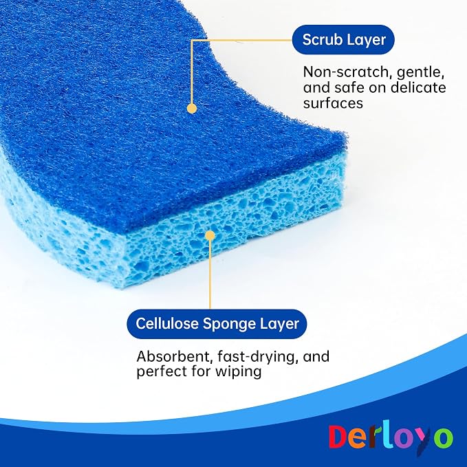 12 Count Non-Scratch Dish Sponges Kitchen, Long Lasting Cleaning Sponges - Image 9