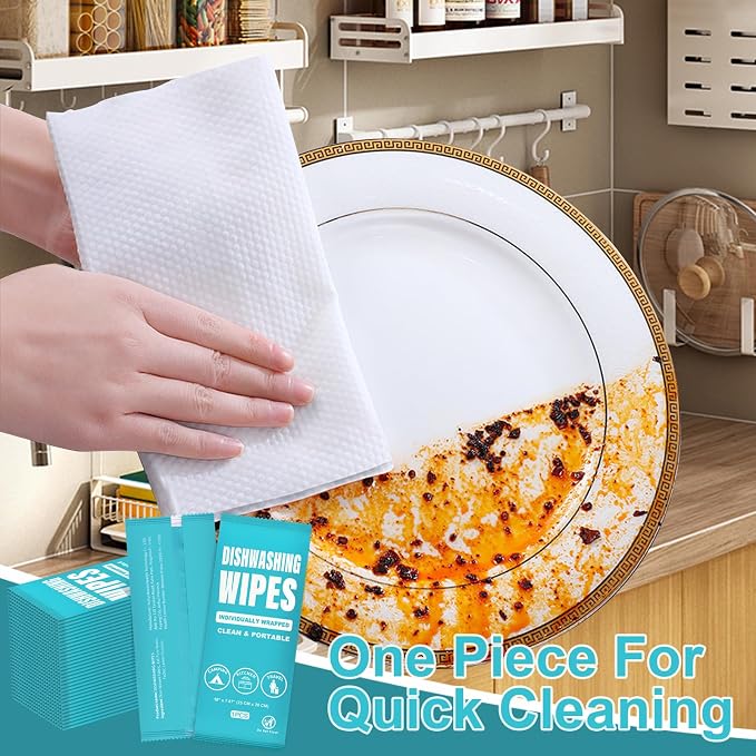 Dish Cleaning Wipes Individually Wrapped, Portable Kitchen Disposable Dish Soap - Image 4