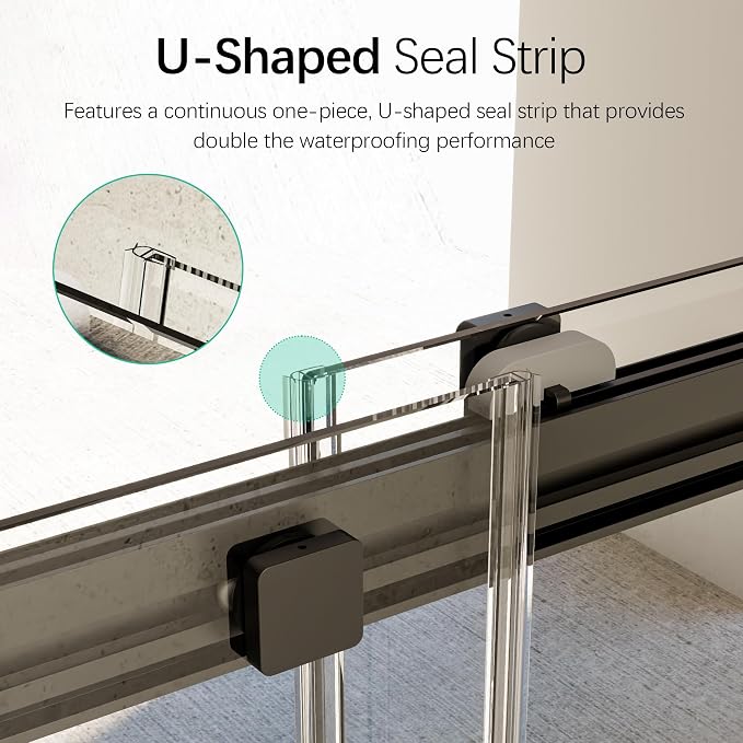 46-48" W x 76" H Soft-Close Frameless Double Sliding Shower Door, Bathroom - Image 4