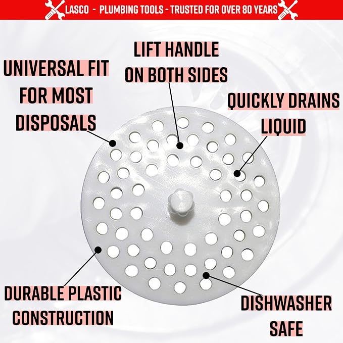 LASCO 02-4021 White Plastic Disposal Sink Strainer Fits Most - Image 2