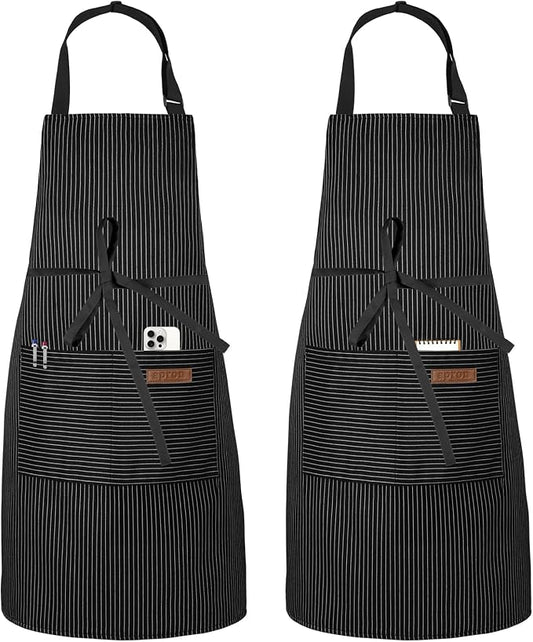 Serrenf 2 Pack Apron, Cooking Kitchen Aprons, Adjustable Bib Apron by serrenf