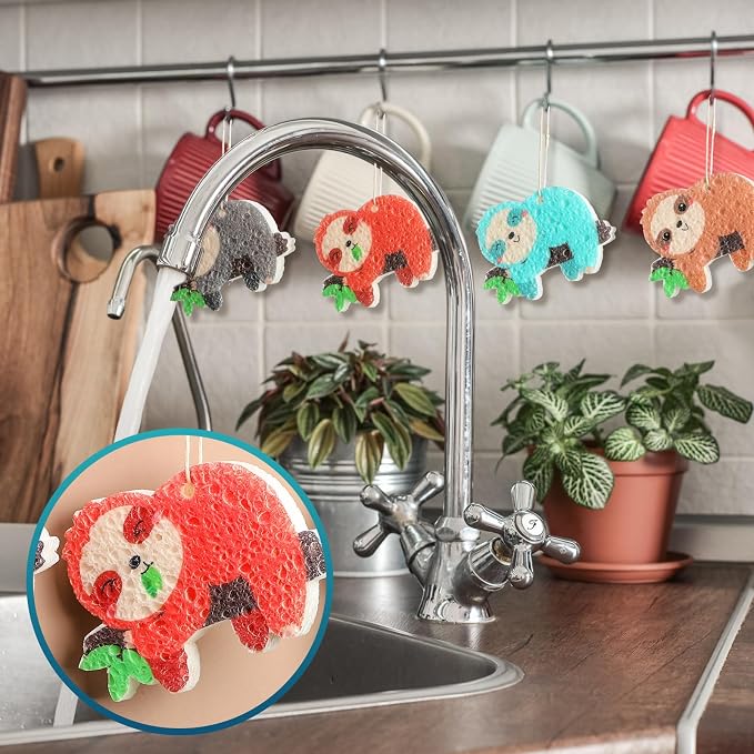 8 Pcs Christmas Sponges Dish Sponges, Cute Kitchen Scrub Sponge, Dual-Sided - Image 6