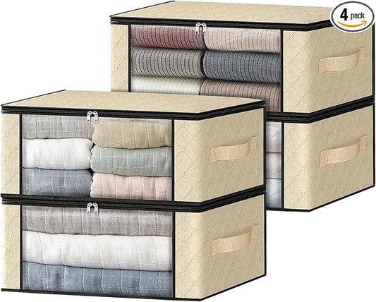 HomeHacks Storage 4-Pack Clothes Organizer Storage Bags Foldable Storage Box by HomeHacks