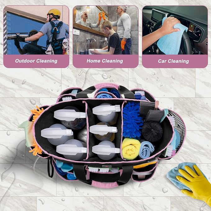 LoDrid Cleaning Caddy Bag with Handle and Shoulder Strap, Cleaning Supplies - Image 8