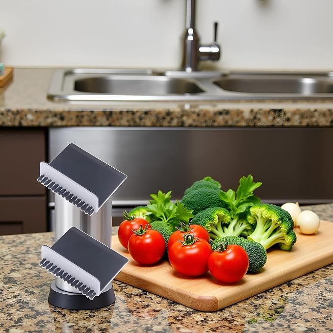 2 Pcs Black Kitchen Sink Squeegee Cleaner Countertop Brush Wiper Vegetable - Image 4