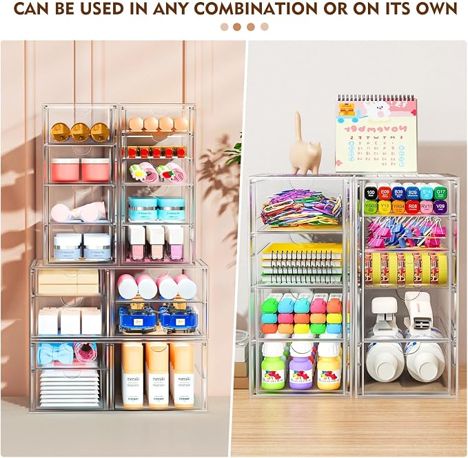 22 Drawers, Acrylic Desk Makeup Organizer, Plastic Drawers Organizer, Stackable - Image 6
