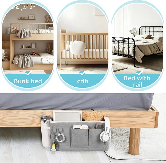 Loghot Bedside Caddy/Bedside Storage Bag Hanging Organizer - Image 5
