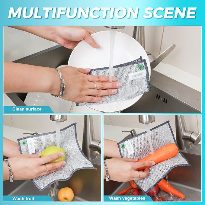 24 PCS Non Scratch Wire Dishcloth, Cleans Fast Without Scratching, Stands Up to - Image 5