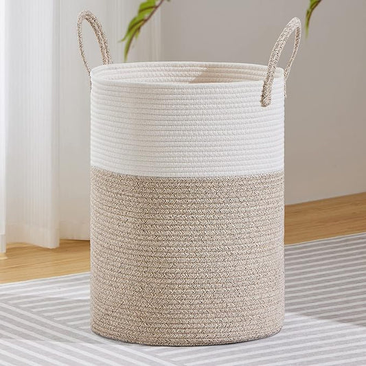 VIPOSCO Large Laundry Hamper, Tall Woven Rope Storage Basket by VIPOSCO