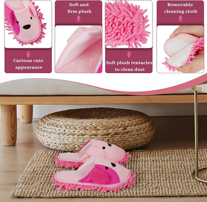 Liitrton Mop Slippers Cartoon Mop Shoes, Washable Microfiber Slippers - Image 3