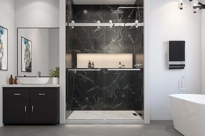 Twinglide VITRA-200 Frameless Shower Door 56.5-59" Width x 78" Height - Image 5
