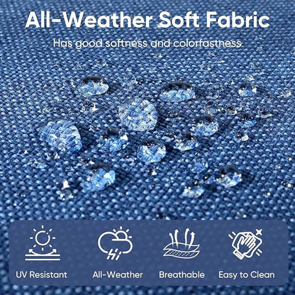 Outdoor Chair Cushions for Patio Furniture - 1 Pack Outside High Back Thick Water-Resistant Cushion 22x24 with Zipper Cover for Wicker Glider Rocking Chairs Loveseat Couch – Blue/Buckle