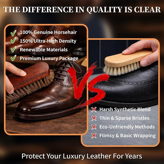 3PCS 100% Horse Hair Shoe Brush Set - Image 3