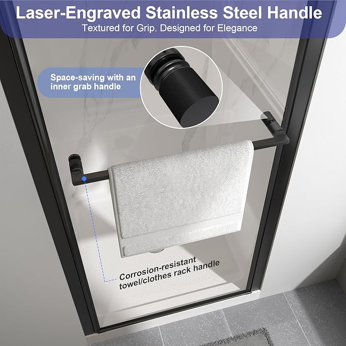 Frameless Pivot Shower Door 30"-32" W x 72" H, - Image 3