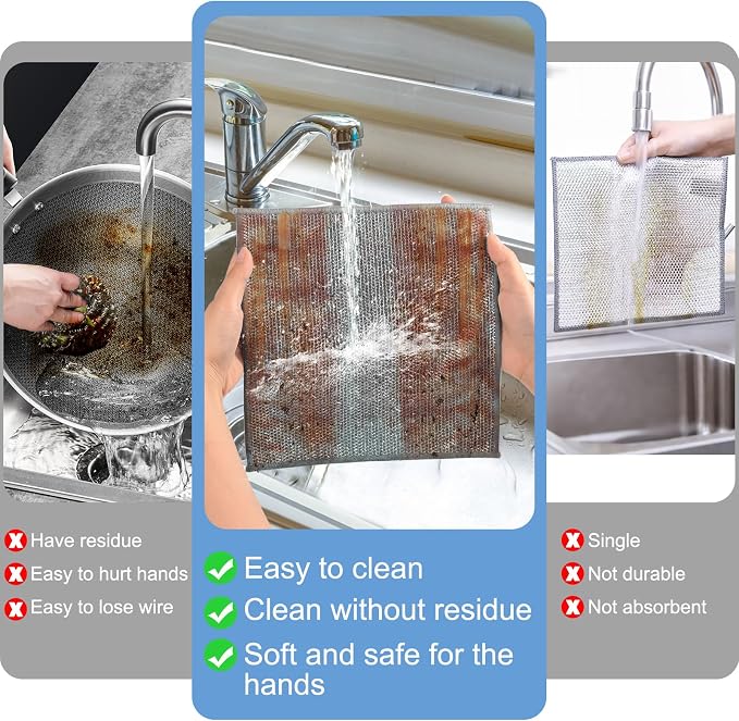 10pcs New Upgrade 2-Layer Microfiber Wire Dishcloth, Non-Scratch Wire - Image 6