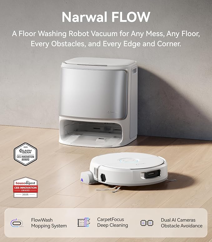 NARWAL Flow Robot Vacuum and Mop Combo, FlowWash Real-Time Self-Cleaning Track - Image 3