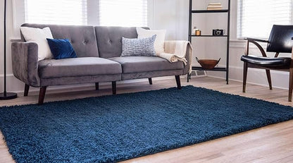 Unique Loom Solid Shag Collection Area Rug (3' 3" x 5' 3" Rectangle, Sapphire Blue/ Navy Blue)